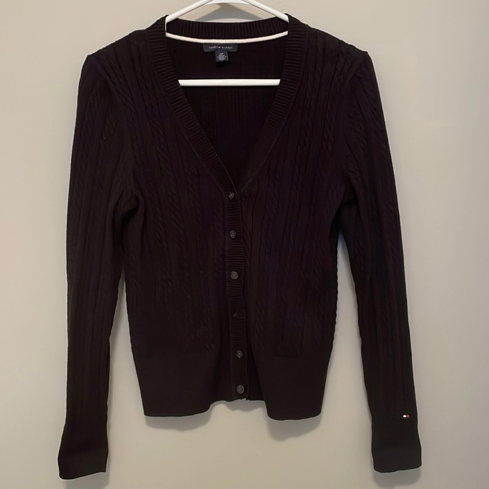 Tommy Hilfiger Women’s Black Cable Knit Cardigan Size S